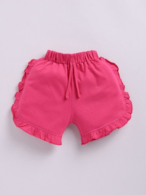 CERABI Short For Girls Casual Solid Pure Cotton(Pink, Pack of 1)