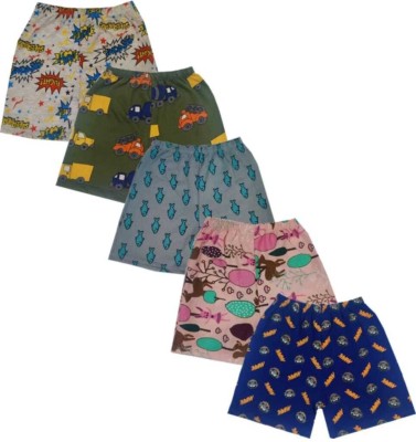 Madefa Short For Baby Boys & Baby Girls Casual Printed Cotton Blend(Multicolor, Pack of 5)