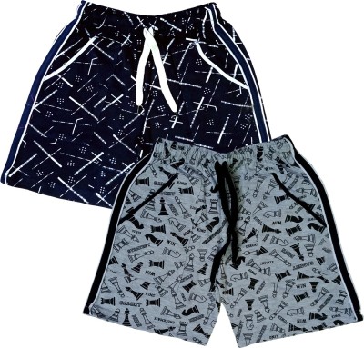 ATLANS Short For Boys & Girls Casual Printed Cotton Blend(Multicolor, Pack of 2)