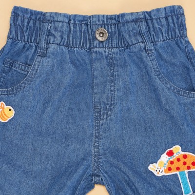 Pantaloons Baby Short For Baby Girls Casual Printed Pure Cotton(Blue, Pack of 1)