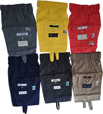 Fragment Short For Boys & Girls Casual Solid Cotton Blend(Multicolor, Pack of 6)