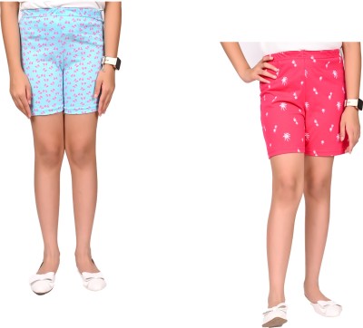 IndiWeaves Short For Girls Casual Printed Pure Cotton(Multicolor, Pack of 2)