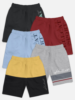 Hellcat Short For Boys Casual Printed Cotton Blend(Multicolor, Pack of 5)