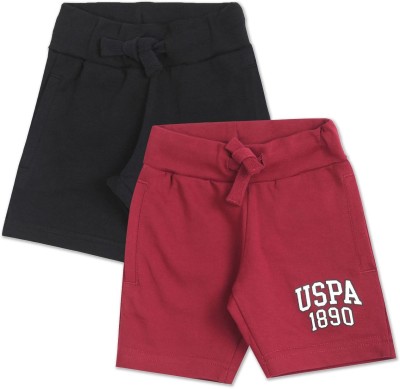 U.S. POLO ASSN. Short For Boys Casual Solid Pure Cotton(Red, Pack of 2)