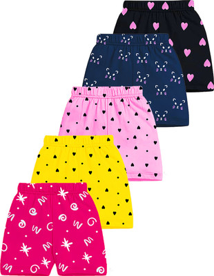 Kuchipoo Short For Girls Casual Printed Cotton Blend(Multicolor, Pack of 5)
