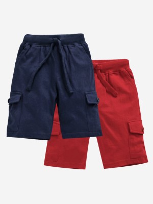 KiddoPanti Short For Boys Casual Solid Pure Cotton(Red, Pack of 2)