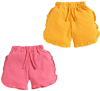 CERABI Short For Girls Casual Solid Pure Cotton(Multicolor, Pack of 2)