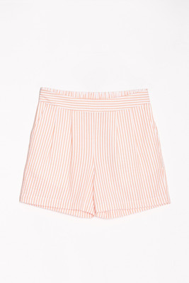 Allen Solly Short For Girls Casual Striped Pure Cotton(Pink, Pack of 1)