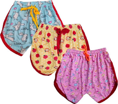 FRANSCART Short For Baby Boys & Baby Girls Casual Printed Cotton Blend(Multicolor, Pack of 3)