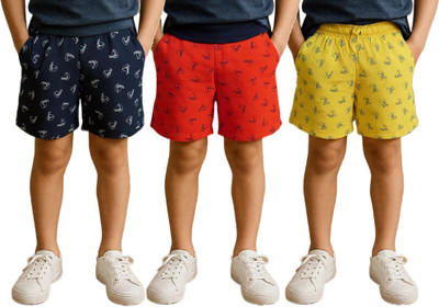 Clothe Funn Short For Boys Casual Printed Pure Cotton(Multicolor, Pack of 3)