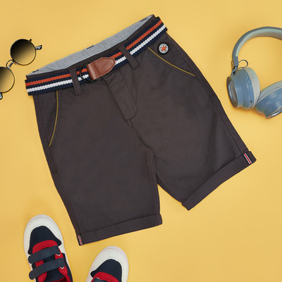 Pantaloons Junior Short For Boys Casual Solid Cotton Blend(Black, Pack of 1)