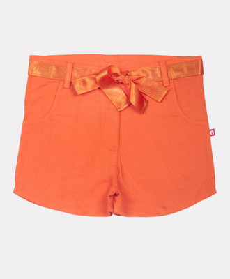 nino bambino Short For Baby Girls Casual Solid Pure Cotton(Orange, Pack of 1)