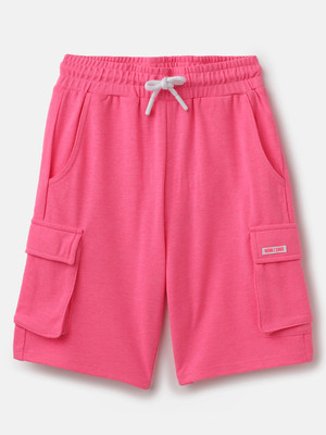 United Colors of Benetton Short For Boys Casual Solid Polyester(Pink, Pack of 1)