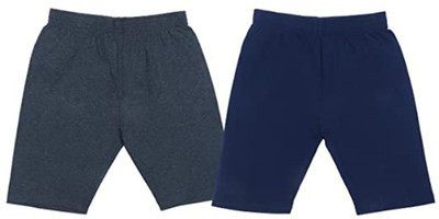 NEEORT TREND Short For Girls Casual Solid Pure Cotton(Grey, Pack of 2)