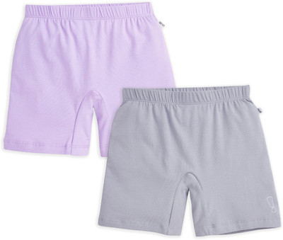 YouGotPlanB Short For Girls Casual Solid Cotton Blend(Purple, Grey, Pack of 2)