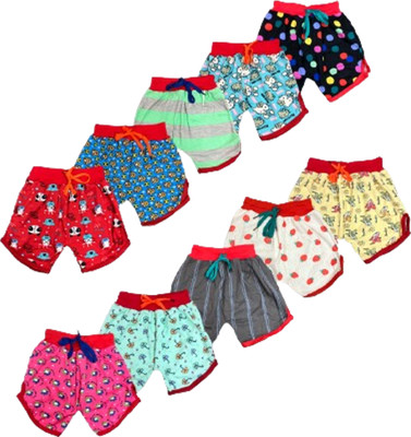 FRANSCART Short For Girls Casual Printed Cotton Blend(Multicolor, Pack of 6)