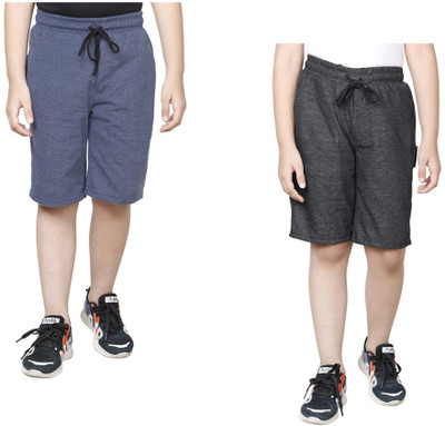 IndiWeaves Short For Boys Casual Solid Polyester(Multicolor, Pack of 2)