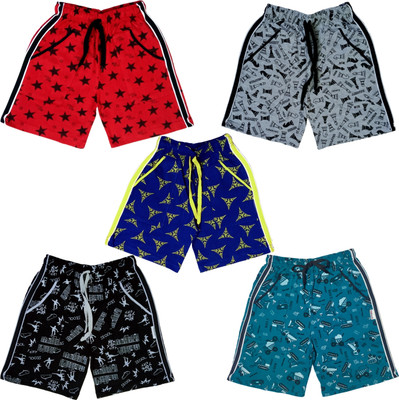 Ticoss Short For Boys & Girls Casual Printed Cotton Blend(Multicolor, Pack of 5)
