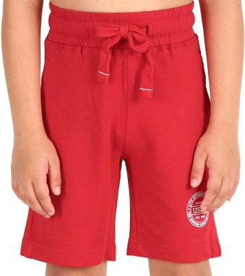 U.S. POLO ASSN. Short For Boys Casual Solid Cotton Blend(Red, Pack of 1)