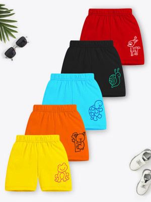 Trampoline Short For Boys & Girls Casual Printed Cotton Blend(Multicolor, Pack of 5)