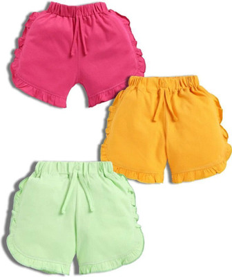 CERABI Short For Girls Casual Solid Pure Cotton(Multicolor, Pack of 3)