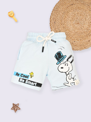 Happy Faces Short For Baby Boys Casual Printed Pure Cotton(Blue, Pack of 1)