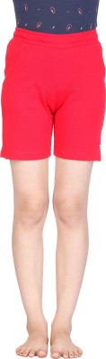 PROTEENS Short For Girls Casual Printed Cotton Blend(Red, Pack of 1)