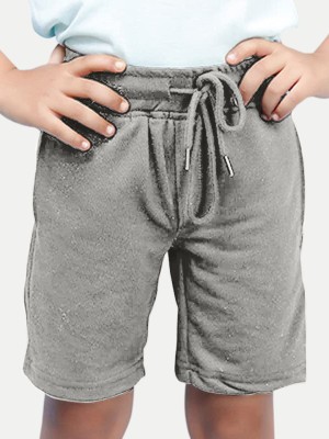 Rad prix Short For Boys Casual Solid Cotton Blend(Grey, Pack of 1)