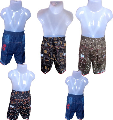 VIVEKGAMENTS Short For Boys Casual Printed Cotton Blend(Multicolor, Pack of 5)