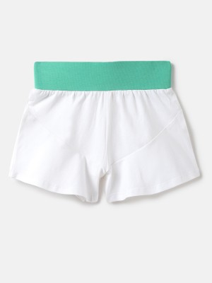United Colors of Benetton Short For Girls Casual Solid Pure Cotton(White, Pack of 1)