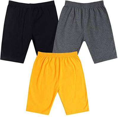 NEEORT TREND Short For Girls Casual Solid Cotton Blend(Multicolor, Pack of 3)