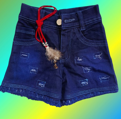SHREESALES Short For Girls Party Solid Denim(Blue, Pack of 1)