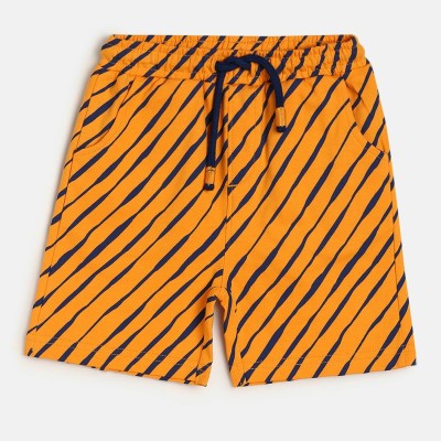 MINI KLUB Short For Boys Casual Striped Cotton Blend(Yellow, Pack of 1)