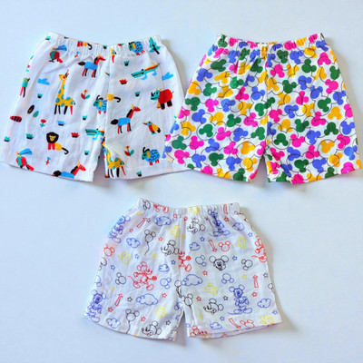 RBCPON Short For Baby Boys & Baby Girls Casual Animal Print Pure Cotton(White, Pack of 3)