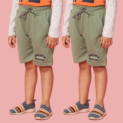 HEMLOCK Short For Boys Casual Printed Polycotton(Light Green, Pack of 2)