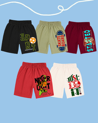 Kiddy Viddy Short For Boys Casual Printed Cotton Blend(Multicolor, Pack of 5)