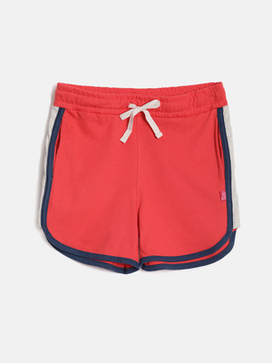 DIXCY SCOTT SLIMZ Short For Girls Casual Colorblock Cotton Blend(Red, Pack of 1)