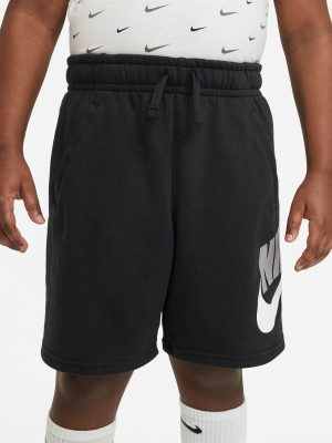 NIKE Short For Boys Casual Solid Cotton Blend(Black, Pack of 1)