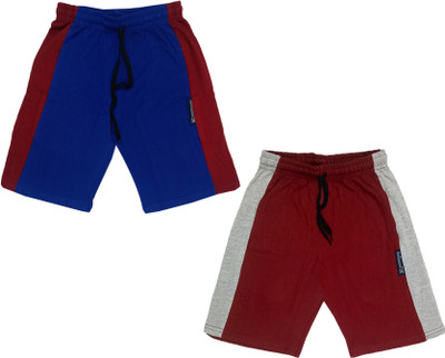 Kavyu Short For Boys Casual Colorblock Cotton Blend(Multicolor, Pack of 2)