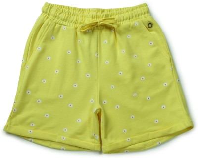 GINI & JONY Short For Girls Casual Printed Pure Cotton(Yellow, Pack of 1)