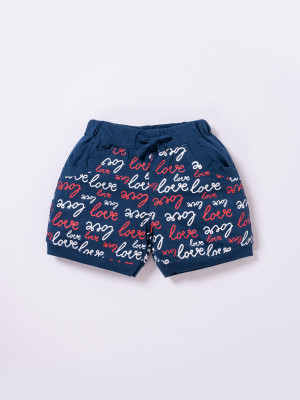 GEMINI LABEL Short For Girls Casual Printed Polycotton(Dark Blue, Pack of 1)