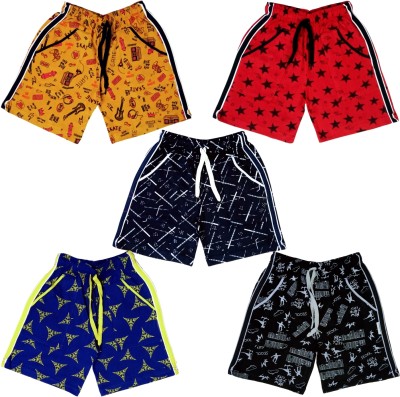 Ticoss Short For Boys Casual Printed Cotton Blend(Multicolor, Pack of 5)