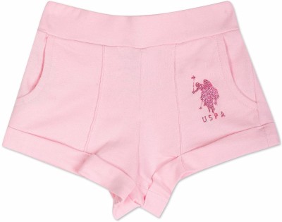 U.S. POLO ASSN. Short For Girls Casual Solid Pure Cotton(Pink, Pack of 1)