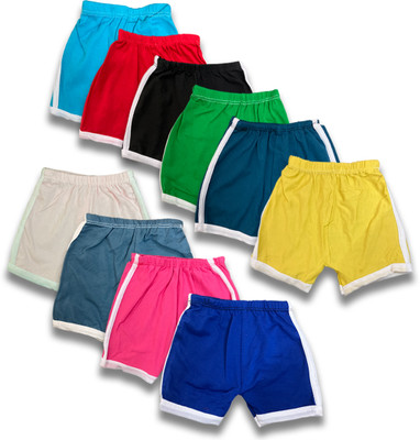 FRANSCART Short For Baby Boys & Baby Girls Casual Solid Cotton Blend(Multicolor, Pack of 10)