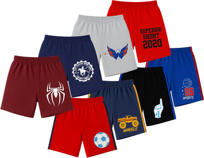 fasla Short For Boys Sports Printed Cotton Blend(Multicolor, Pack of 8)