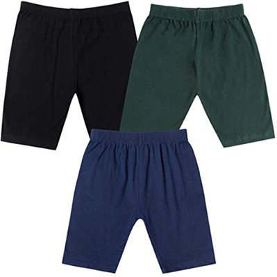 NIORT COLLECTION Short For Boys & Girls Casual Solid Cotton Blend(Multicolor, Pack of 3)