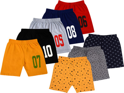 EywWater Short For Boys Casual Printed Cotton Blend(Multicolor, Pack of 8)
