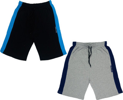 Kavyu Short For Boys Casual Solid Cotton Blend(Multicolor, Pack of 2)