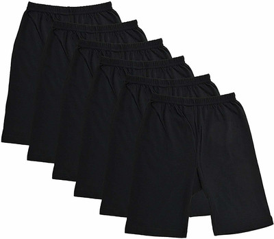 Mahi Fashion Short For Girls Casual Solid Pure Cotton(Black, Pack of 6)