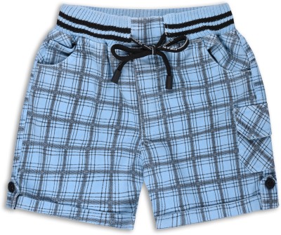 Wishkaro Short For Boys Casual Checkered Cotton Blend(Blue, Pack of 1)